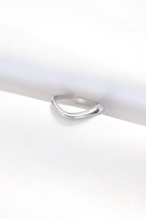 Yassı Silver Renk Ayarlanabilir Yüzük Yassı Silver Renk Ayarlanabilir Yüzük