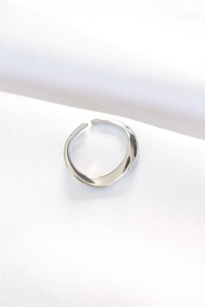Yassı Silver Renk Ayarlanabilir Yüzük Yassı Silver Renk Ayarlanabilir Yüzük