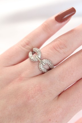 Zirkon Taşlı Silver Renk Ayarlanabilir Yüzük Zirkon Taşlı Silver Renk Ayarlanabilir Yüzük