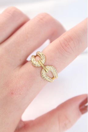 Zirkon Taşlı Gold Renk Ayarlanabilir Yüzük Zirkon Taşlı Gold Renk Ayarlanabilir Yüzük