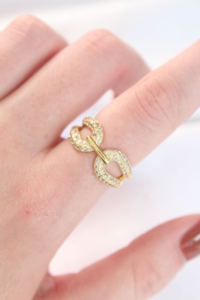 Zirkon Taşlı Gold Renk Ayarlanabilir Yüzük Zirkon Taşlı Gold Renk Ayarlanabilir Yüzük