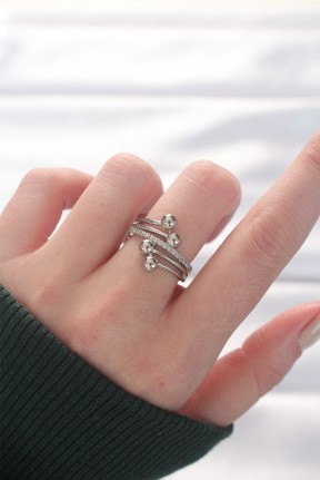 Topçuk Model Zirkon Taşlı Silver Renk Ayarlanabilir Yüzük Topçuk Model Zirkon Taşlı Silver Renk Ayarlanabilir Yüzük