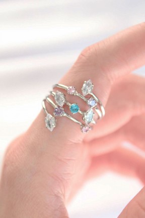 Renkli Zirkon Taşlı Silver Renk Ayarlanabilir Yüzük Renkli Zirkon Taşlı Silver Renk Ayarlanabilir Yüzük