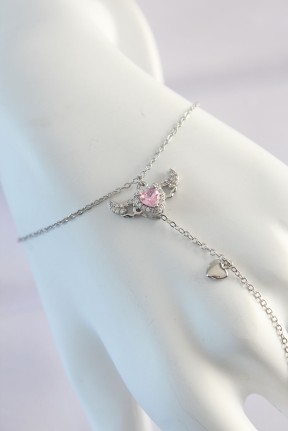 316l çelik Gümüş Renk Pembe Zirkon Taşlı Kanatlı Kalp Model şahmeran 316l çelik Gümüş Renk Pembe Zirkon Taşlı Kanatlı Kalp Model şahmeran