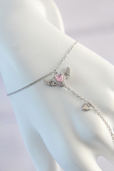 316l çelik Gümüş Renk Pembe Zirkon Taşlı Kanatlı Kalp Model şahmeran 316l çelik Gümüş Renk Pembe Zirkon Taşlı Kanatlı Kalp Model şahmeran