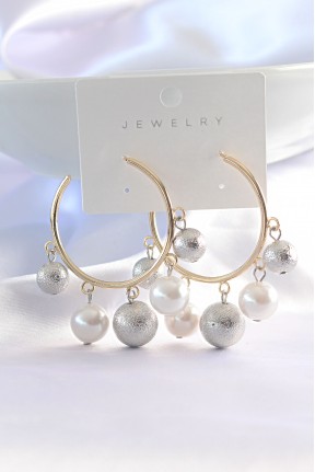 Pirinç Gümüş Renk Topçuk Model Gold Renk Halka Küpe Pirinç Gümüş Renk Topçuk Model Gold Renk Halka Küpe