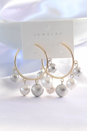 Pirinç Gümüş Renk Topçuk Model Gold Renk Halka Küpe Pirinç Gümüş Renk Topçuk Model Gold Renk Halka Küpe