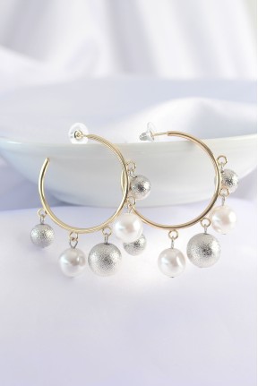 Pirinç Gümüş Renk Topçuk Model Gold Renk Halka Küpe Pirinç Gümüş Renk Topçuk Model Gold Renk Halka Küpe