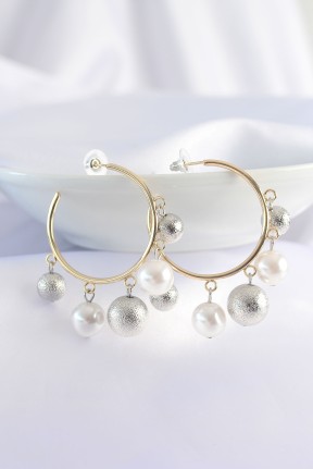 Pirinç Gümüş Renk Topçuk Model Gold Renk Halka Küpe Pirinç Gümüş Renk Topçuk Model Gold Renk Halka Küpe