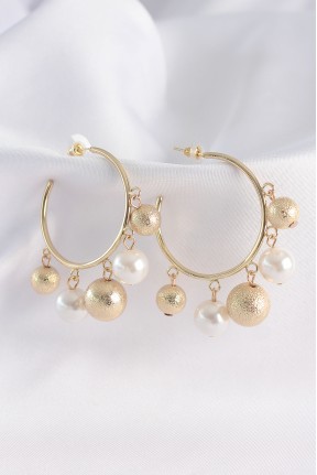 Pirinç Gold Renk Topçuk Model Halka Küpe Pirinç Gold Renk Topçuk Model Halka Küpe