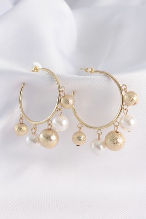 Pirinç Gold Renk Topçuk Model Halka Küpe Pirinç Gold Renk Topçuk Model Halka Küpe