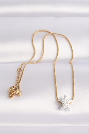 316l çelik Zincir Altın Renk Zincirli Gümüş Renk Deniz Yıldızı Tasarımlı Kolye 316l çelik Zincir Altın Renk Zincirli Gümüş Renk Deniz Yıldızı Tasarımlı Kolye