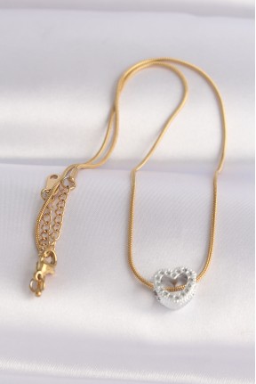 316l çelik Zincir Altın Renk Zincirli Gümüş Renk Kalp Tasarımlı Kolye 316l çelik Zincir Altın Renk Zincirli Gümüş Renk Kalp Tasarımlı Kolye