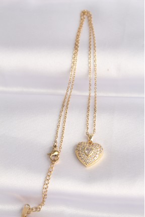 316l çelik Zincir Altın Renk Zirkon Taşlı Kalp Kolye 316l çelik Zincir Altın Renk Zirkon Taşlı Kalp Kolye