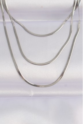 316l çelik Gümüş Renk İtalyan Zincir çoklu Kolye 316l çelik Gümüş Renk İtalyan Zincir çoklu Kolye