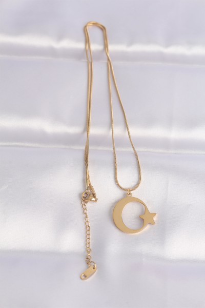 316l çelik Zincir Gold Renk Ay Yıldız Unisex Kolye 316l çelik Zincir Gold Renk Ay Yıldız Unisex Kolye