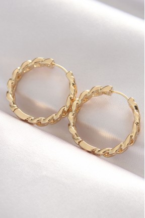 Pirinç Gold Renk Zincir Model Halka Küpe Pirinç Gold Renk Zincir Model Halka Küpe