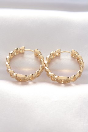 Pirinç Gold Renk Zincir Model Halka Küpe Pirinç Gold Renk Zincir Model Halka Küpe