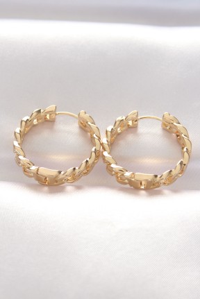 Pirinç Gold Renk Zincir Model Halka Küpe Pirinç Gold Renk Zincir Model Halka Küpe