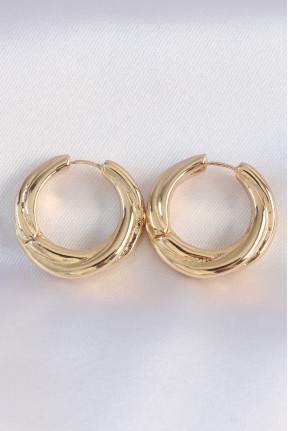 Pirinç Gold Renk Asimetrik Kıvrım Küpe Pirinç Gold Renk Asimetrik Kıvrım Küpe