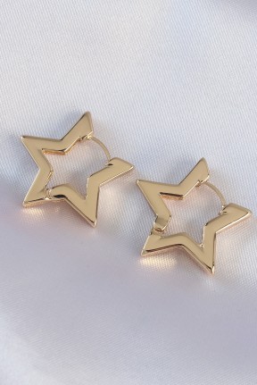 Pirinç Gold Renk Yıldız Küpe Pirinç Gold Renk Yıldız Küpe