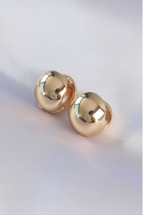 Pirinç Gold Renk İçi Boş Minimal Topçuk Küpe