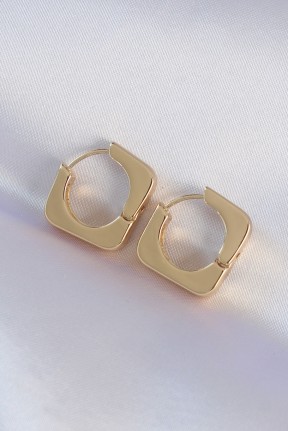 Pirinç Gold Renk Kare Küpe Pirinç Gold Renk Kare Küpe