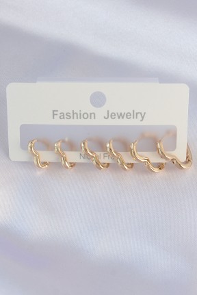 Pirinç Gold Renk Kalp Model Küpe Seti Pirinç Gold Renk Kalp Model Küpe Seti