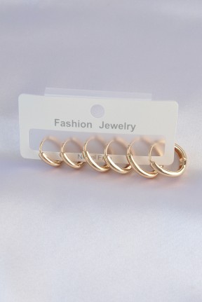 Pirinç Gold Renk Oval Küpe Seti Pirinç Gold Renk Oval Küpe Seti