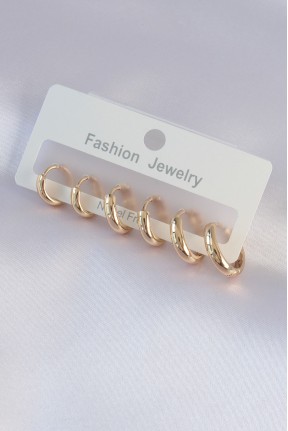 Pirinç Gold Renk Oval Küpe Seti Pirinç Gold Renk Oval Küpe Seti