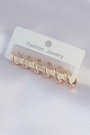 Pirinç Gold Renk Oval Küpe Seti Pirinç Gold Renk Oval Küpe Seti