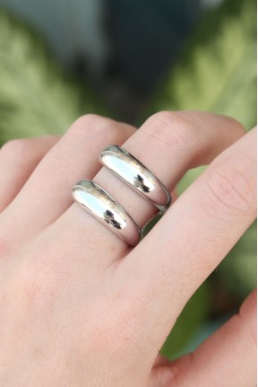 Pirinç Gümüş Renk Ayarlanabilir şerit Yüzük