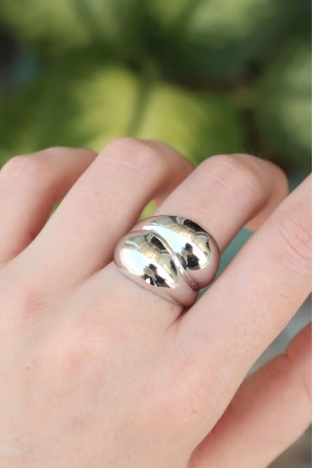 Pirinç Gümüş Renk Ayarlanabilir Damla Yüzük Pirinç Gümüş Renk Ayarlanabilir Damla Yüzük