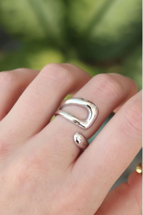 Pirinç Gümüş Renk Ayarlanabilir Yüzük