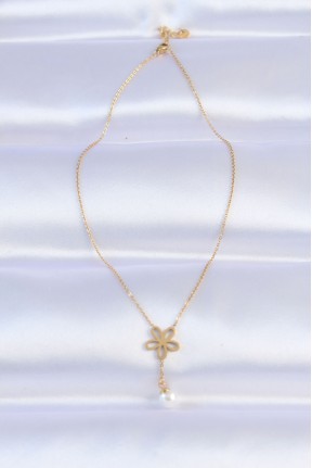 316l çelik Zincir Gold Renk İnci Detay çiçek Kolye 316l çelik Zincir Gold Renk İnci Detay çiçek Kolye