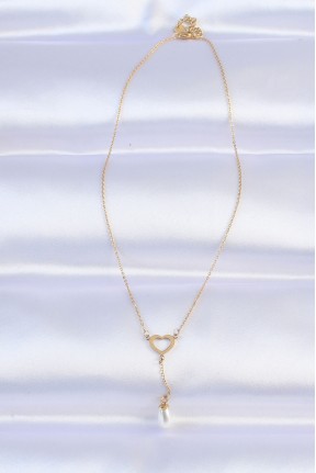 316l çelik Zincir Gold Renk İnci Taş Detay Kalp Kolye 316l çelik Zincir Gold Renk İnci Taş Detay Kalp Kolye