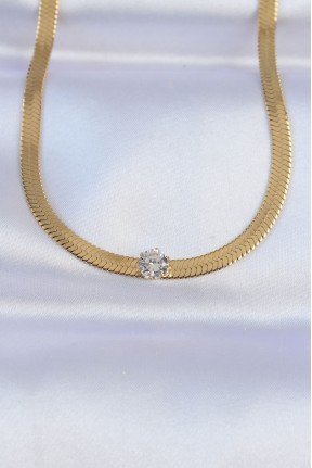 316l çelik Gold Renk Tek Zirkon Taşlı İtalyan Zincir Kolye 316l çelik Gold Renk Tek Zirkon Taşlı İtalyan Zincir Kolye