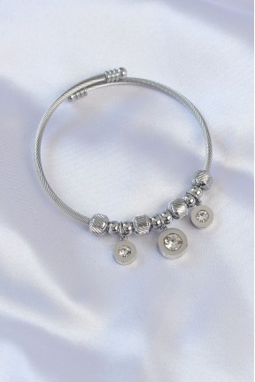 316l çelik Gümüş Renk Zirkon Taşlı Model Charm Bileklik 316l çelik Gümüş Renk Zirkon Taşlı Model Charm Bileklik