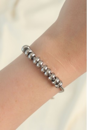 316l çelik Gümüş Renk Oval Figürlü Bileklik