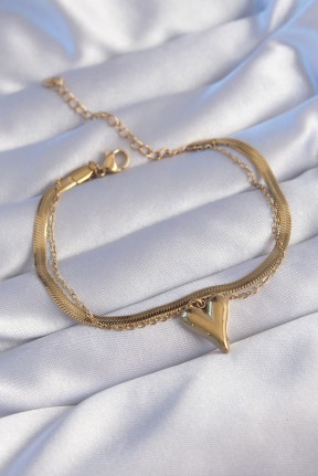 316l çelik Gold Renk İtalyan Zincirli Kalp Model Bileklik 316l çelik Gold Renk İtalyan Zincirli Kalp Model Bileklik