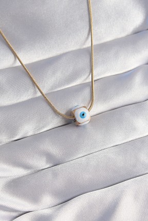 316l çelik Gold Renk Mineli Nazar Model Kolye