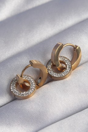 316l çelik Gold Renk Zirkon Taşlı İç İçe Geçmeli Oval Küpe 316l çelik Gold Renk Zirkon Taşlı İç İçe Geçmeli Oval Küpe