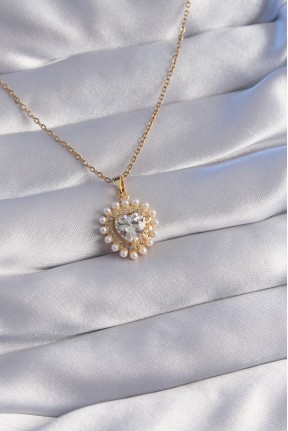 316l çelik Zincir Gold Renk İncili Zirkon Taşlı Kalp Tasarımlı Kolye 316l çelik Zincir Gold Renk İncili Zirkon Taşlı Kalp Tasarımlı Kolye