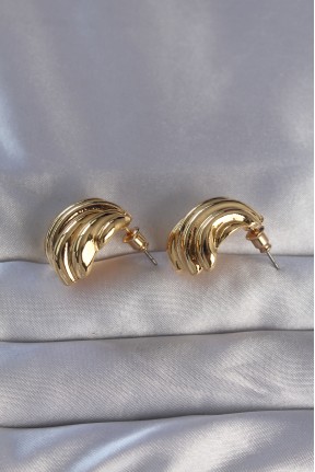 Pirinç Gold Renk Tırtıklı Bombe Model Küpe Pirinç Gold Renk Tırtıklı Bombe Model Küpe