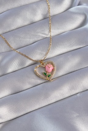 316l çelik Zincirli Gold Renk Zirkon Taşlı Kalp İçinde Pembe Gül Tasarımlı Kolye 316l çelik Zincirli Gold Renk Zirkon Taşlı Kalp İçinde Pembe Gül Tasarımlı Kolye
