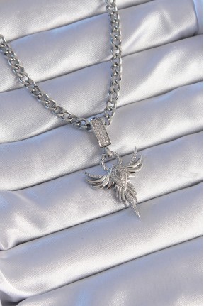 316l çelik Gümüş Renk Zirkon Taşlı Anka Kuşu Model Kolye 316l çelik Gümüş Renk Zirkon Taşlı Anka Kuşu Model Kolye