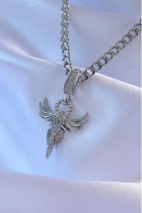 316l çelik Gümüş Renk Zirkon Taşlı Anka Kuşu Model Kolye 316l çelik Gümüş Renk Zirkon Taşlı Anka Kuşu Model Kolye