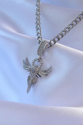 316l çelik Gümüş Renk Zirkon Taşlı Anka Kuşu Model Kolye 316l çelik Gümüş Renk Zirkon Taşlı Anka Kuşu Model Kolye