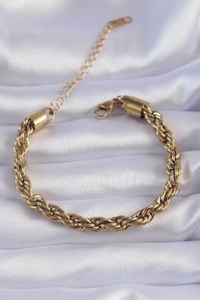 316l çelik Gold Renk Kalın Burgu Zincir Bileklik 316l çelik Gold Renk Kalın Burgu Zincir Bileklik