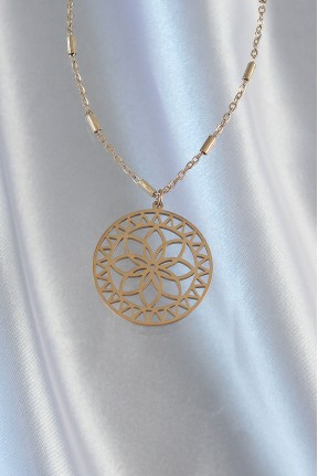 316l çelik Zincir Gold Renk Lotus Model Kolye 316l çelik Zincir Gold Renk Lotus Model Kolye